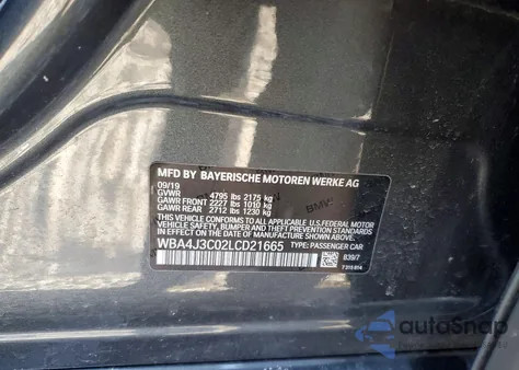 2020 BMW 430Xi Gran Coupe z USA, uszkodzony, nr VIN WBA4J3C02LCD21665